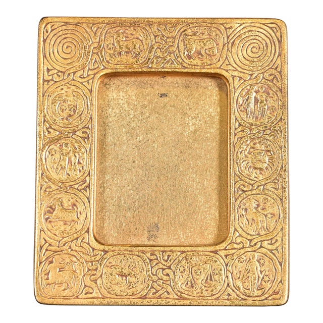 Tiffany Studios New York Zodiac Bronze Doré Picture Frame For Sale