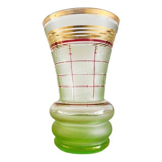 Art Deco Booms Green Glass Vase from Rupel, 1930s For Sale