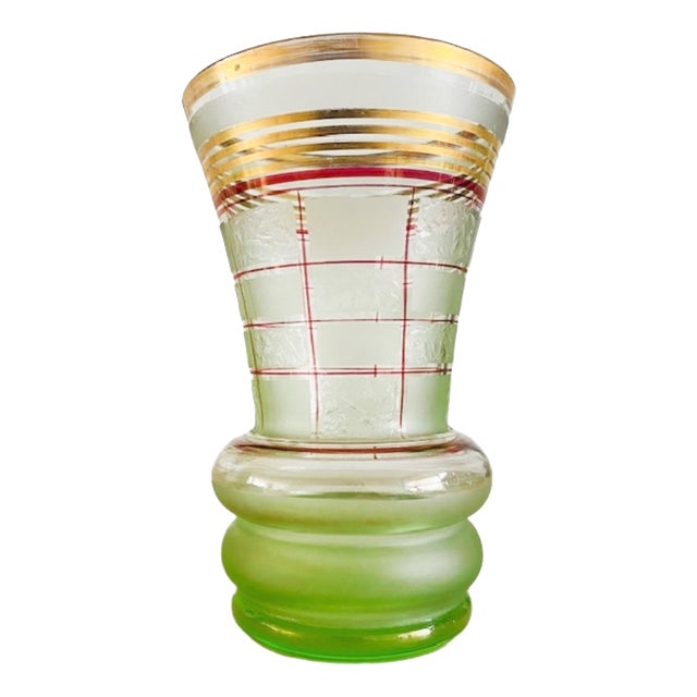 Art Deco Booms Green Glass Vase from Rupel, 1930s For Sale
