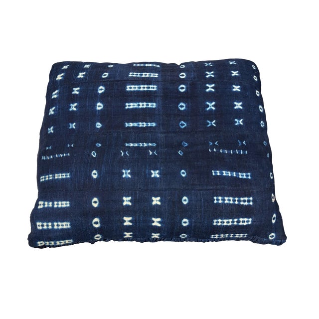 African African Custom Made Indigo Cloth Floor Pillow 22" by 25" For Sale - Image 3 of 6