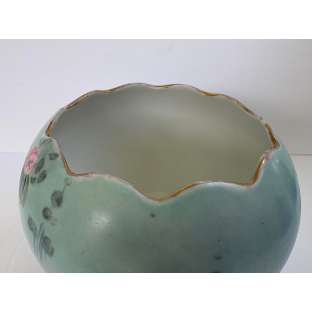 Early 20th Century Artist-Signed Hand-Painted Porcelain Rose Bowl Vase For Sale - Image 9 of 12