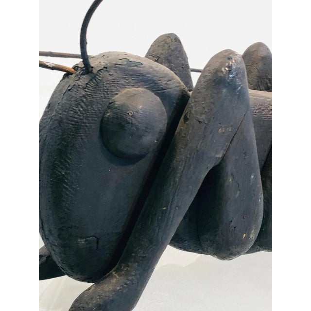 1920s Charismatic Wood Carved Grasshopper Folk Art Sculpture For Sale In Philadelphia - Image 6 of 9