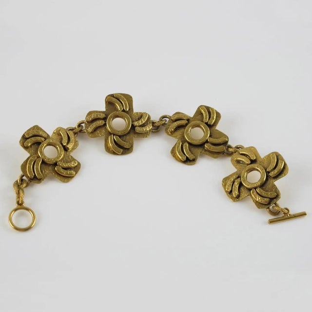 This stunning link bracelet by French Jewelry designer Henry Perichon (aka Henry) features gilded bronze in a 1960s...