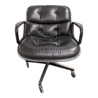 Knoll Pollock Executive Chair in Black Leather For Sale