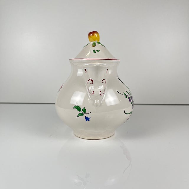 Ceramic Small Réverbère Model Teapot with Tulip Motif from KG Lunéville, 1980s For Sale - Image 7 of 10