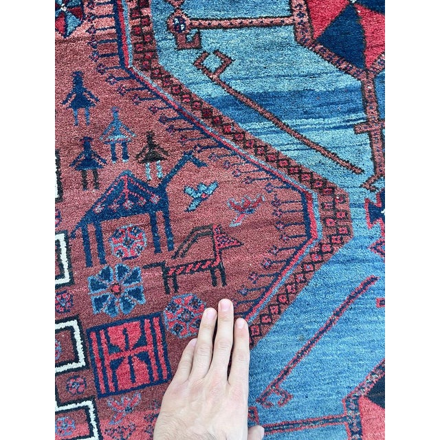 Vintage Village Life Woven Throughout Shiraz Rug 4.6 x 6.9 For Sale - Image 4 of 14