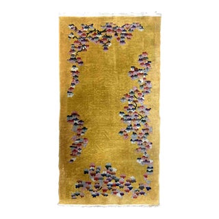 1920s Handmade Antique Art Deco Chinese Rug 2.11' X 5.6' For Sale