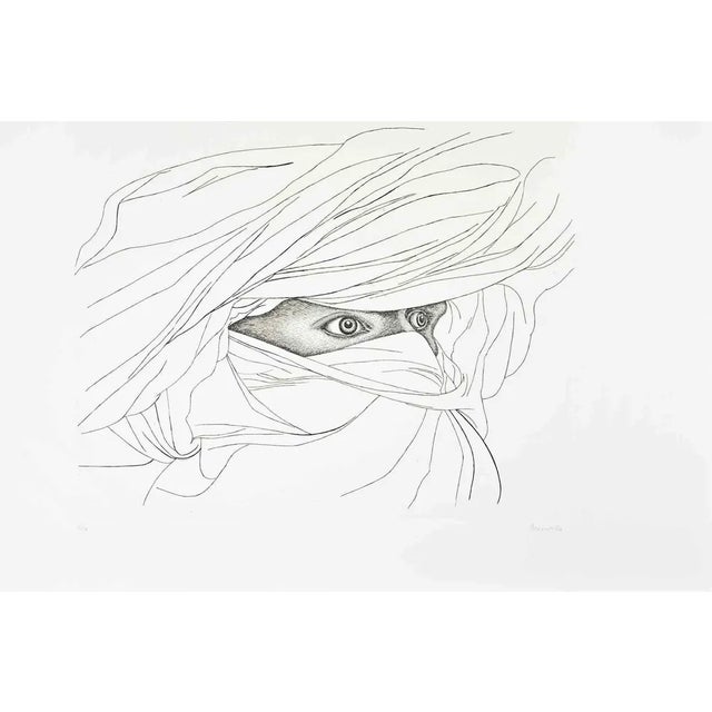 Giacomo Porzano, Arab Man, Etching, 1974 For Sale