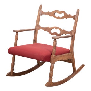 Brutalist Oak Rocking Chair, Denmark, 1960s For Sale