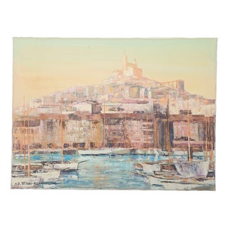 Otto Stawi, View of Marseille, 1980, Oil on Canvas For Sale