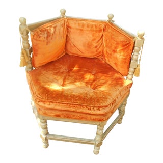 Vintage French Louis XVI Style Hollywood Regency Accent Chair For Sale