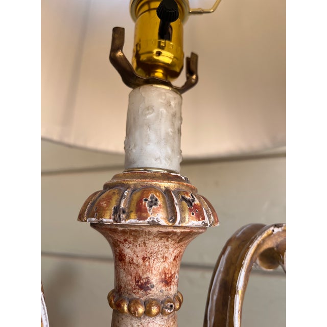 Fine Antique Italian Neoclassical Giltwood & Faux Hand Painted Marble Carved Urn Table Lamp For Sale - Image 10 of 11