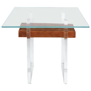 Lucite, Wood and Glass Side Table