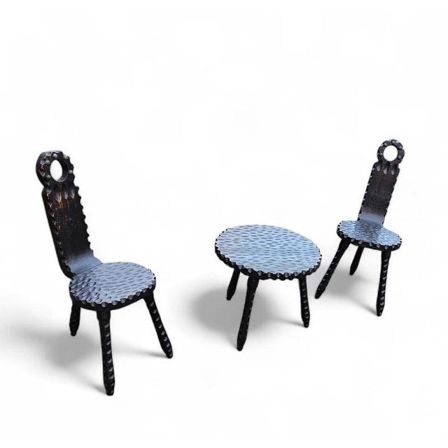 Brutalist Chairs and Side Table, Spain, 1970s, Set of 3 For Sale - Image 4 of 18