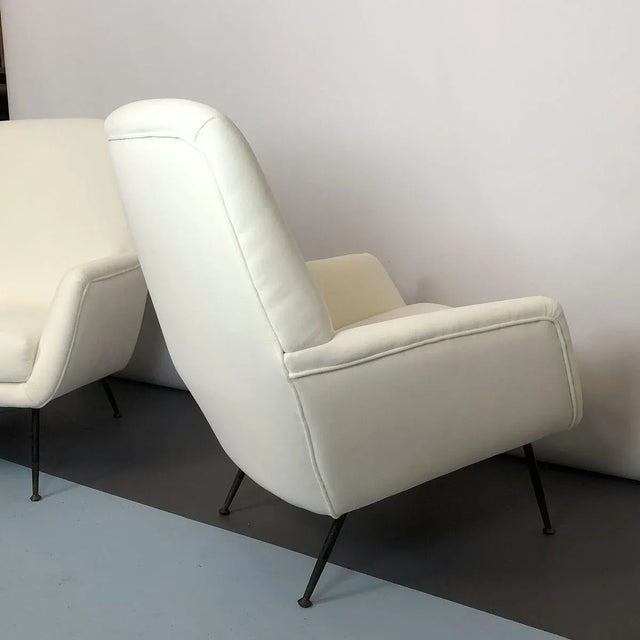 Set of Italian White Velvet Armchairs, 1950s For Sale - Image 13 of 18