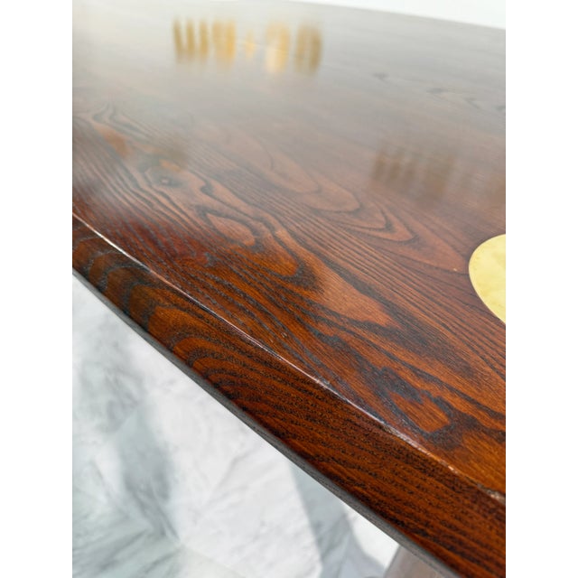 1970s 1970s Italian Mid-Century Modern Dining Table in Stained Ash With Brass Inlays For Sale - Image 5 of 9