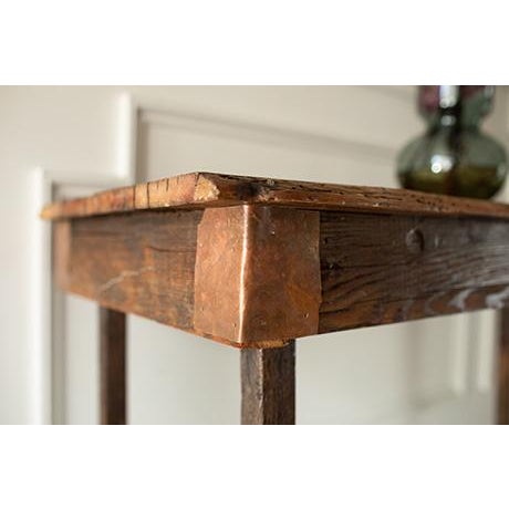 1900 - 1909 19th Century Reclaimed Wood and Copper Console Table For Sale - Image 5 of 18