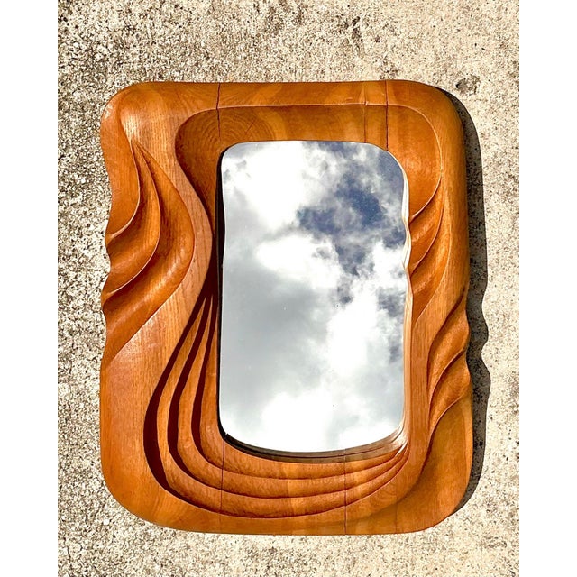 Vintage Hand Carved Wave Mirror For Sale - Image 12 of 12