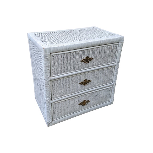 Coastal Colonial White Wicker Chest of Drawers Chairish