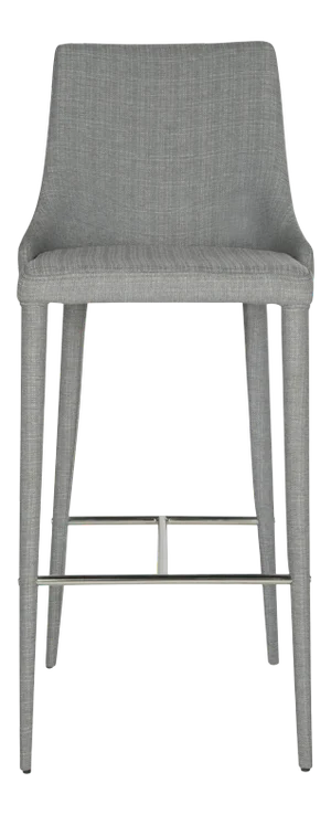 Contemporary Upholstered Barstool in Grey & Chrome