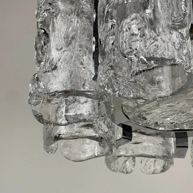 Silver Vintage Ice Murano Glass Chandelier from AV Mazzega, Italy, 1970s For Sale - Image 8 of 18
