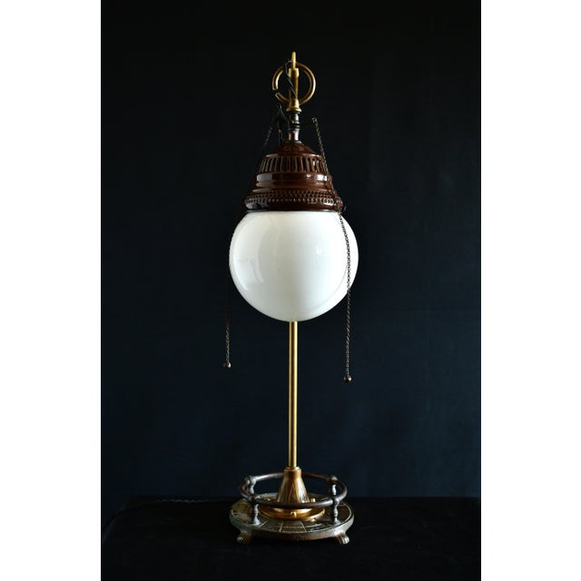 Late 19th century Welsbach gas lamp electrified as a desk lamp. Invented by Carl Auer von Welsbach in 1888, they perfected...