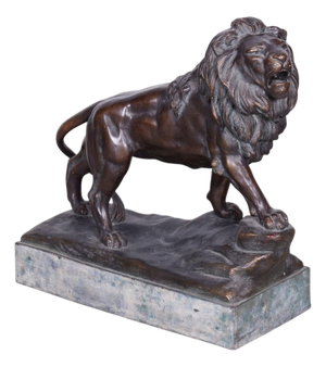 Art Deco Sclpture of Lion in Ceramic and Bronze from Goldscheider, Vienna, Austria, 1910s