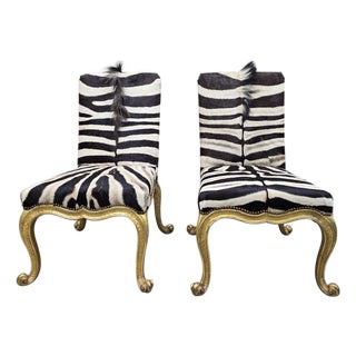 Vintage French Rococo Style Giltwood Side Chairs Newly Reupholstered - Pair For Sale