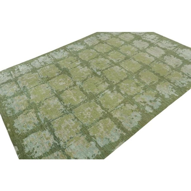 Rug & Kilim Rug & Kilim’s Modern Abstract Rug in Green, Gray and Blue Patterns For Sale - Image 4 of 7