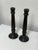 Design Plus Gallery presents a Pair of Vintage Candle Holders. Black distressed wood candle holders, suitable for taper...
