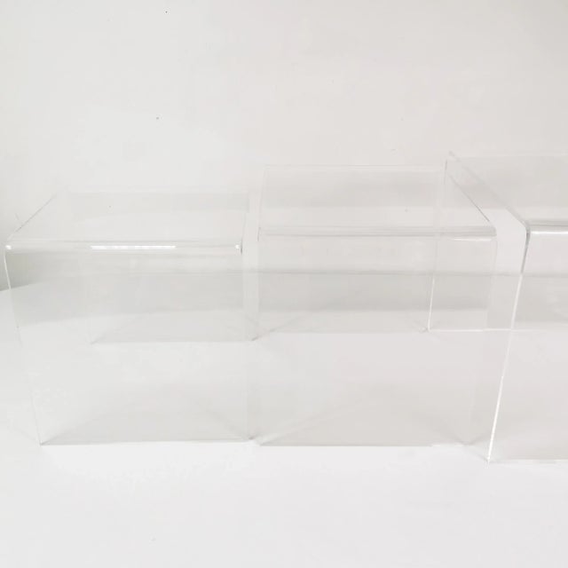 Acrylic Glass Modular Tables, France, 1970s, Set of 3 For Sale - Image 9 of 16