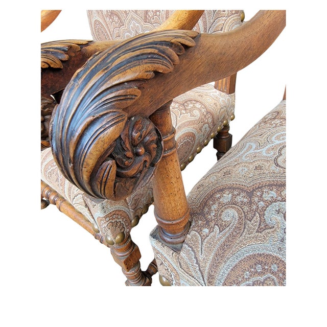 Mid 19th Century A Pair of Frech Walnut Open Armchairs For Sale - Image 4 of 8