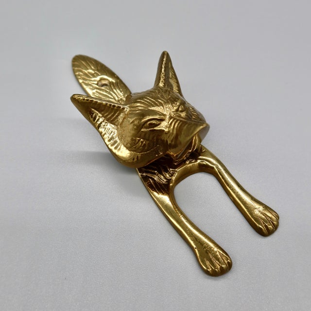 Traditional Vintage Brass Fox Head Door Knocker — Figural Animal Hardware For Sale - Image 3 of 7