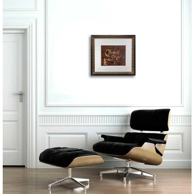 Pablo Picasso Limited Edition Color Linogravure on Wove Paper titled: "Femme couchée et guitariste" 1959. Size: 32.5 x 27...