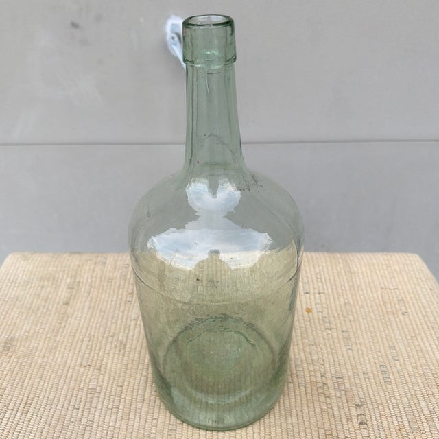 A Nice Antique Aqua Coloured Blown Glass Demijohn Bottle, 19th Century. For Sale - Image 10 of 12