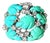 Late 20th Century Size 6 18K White Gold Turquoise and Diamond Carved Leaf Ring For Sale