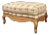 Vintage Baker Furniture French Country Ottoman in Tan & Fruitwood For Sale