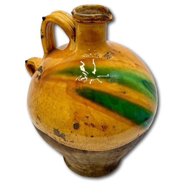 Outstanding & Rare. This is a Very Large Size Antique Country French Pottery Water Jug. Circa Approx Mid 19th Century. It...
