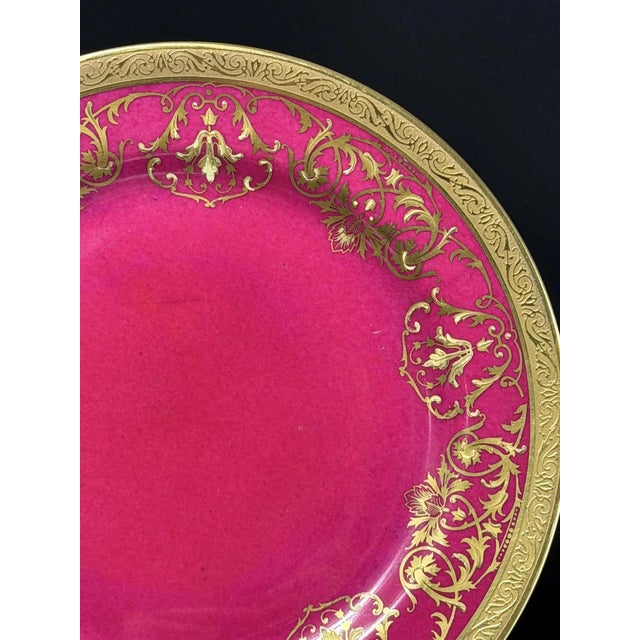 This elegant pair of French porcelain cabinet plates was produced by WG & Co Limoges between 1900 and 1932, as confirmed...