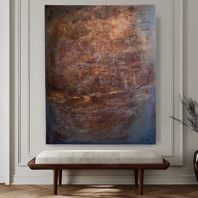 by artist Tatiana Duperault is a large-format abstract painting blending oil and clay-based acrylic to create a rich,...