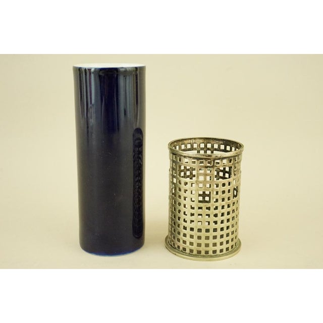 Art Deco Porcelain pen holder vase with silver metal stand EPS by Josef Hoffmann. Early 1900s - Austria For Sale - Image 16 of 18