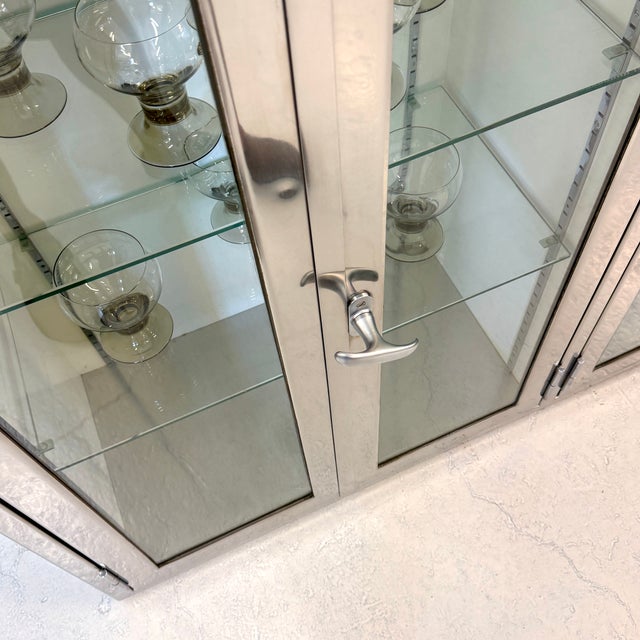 1960s Large Vintage Display Case in Stainless Steel and Glass, 1960s For Sale - Image 5 of 10