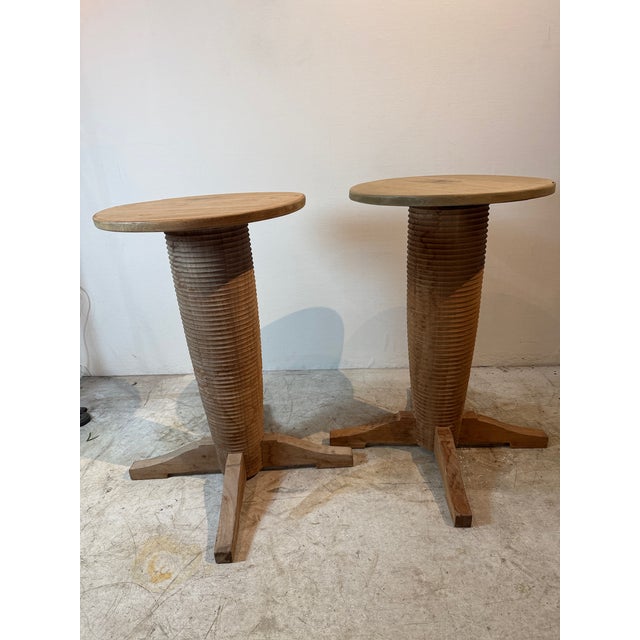 Pair of French Art Deco Style Oak Side Tables, Styled After Charles Dudouyt For Sale - Image 12 of 12