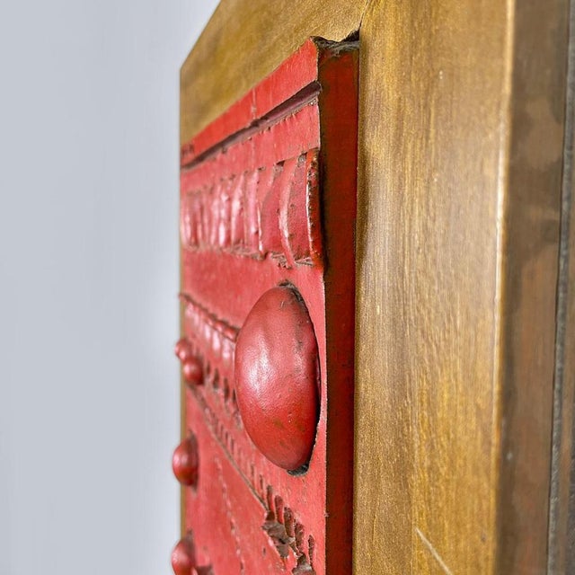 After Carlos Carlè, Argentine Modern Sculpture Painting, 1974, Red Ceramic & Gilt Wood For Sale - Image 9 of 18