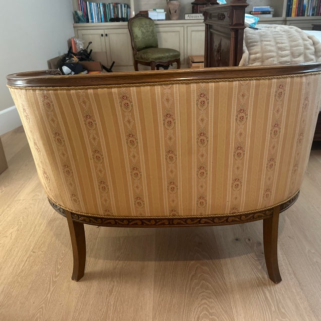 French Louis XVI Style Antique French Berger-en- Cabriolet Settee For Sale - Image 3 of 6