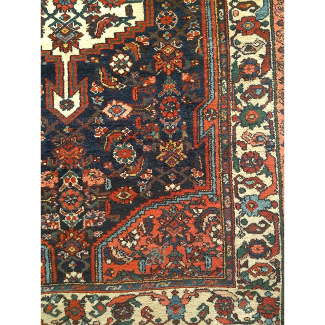 Vintage Persian Bakhtiari Rug, Handwoven Wool, Floral Pattern, Navy & Ivory, 5x7 For Sale - Image 10 of 14