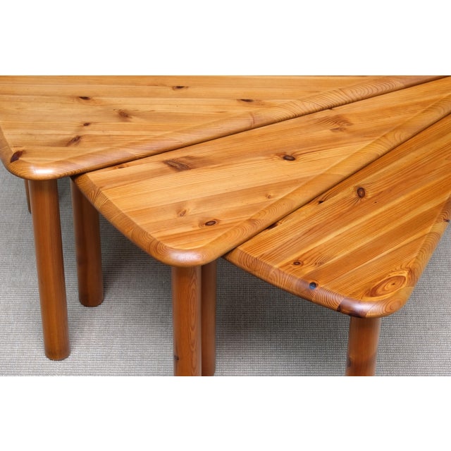 Swedish Modern Modular Fan-Shaped Coffee Table in Pine Wood, 1960s For Sale - Image 9 of 14