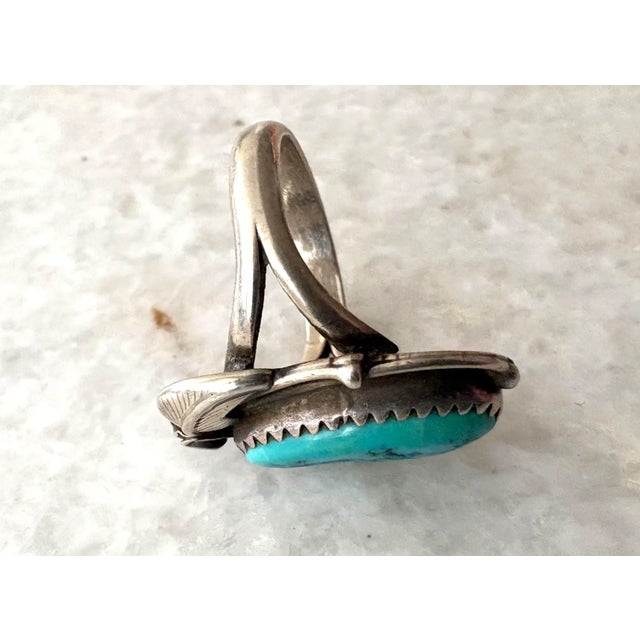 Gorgeous turquoise and sterling silver, American West Ring. Stamped sterling.