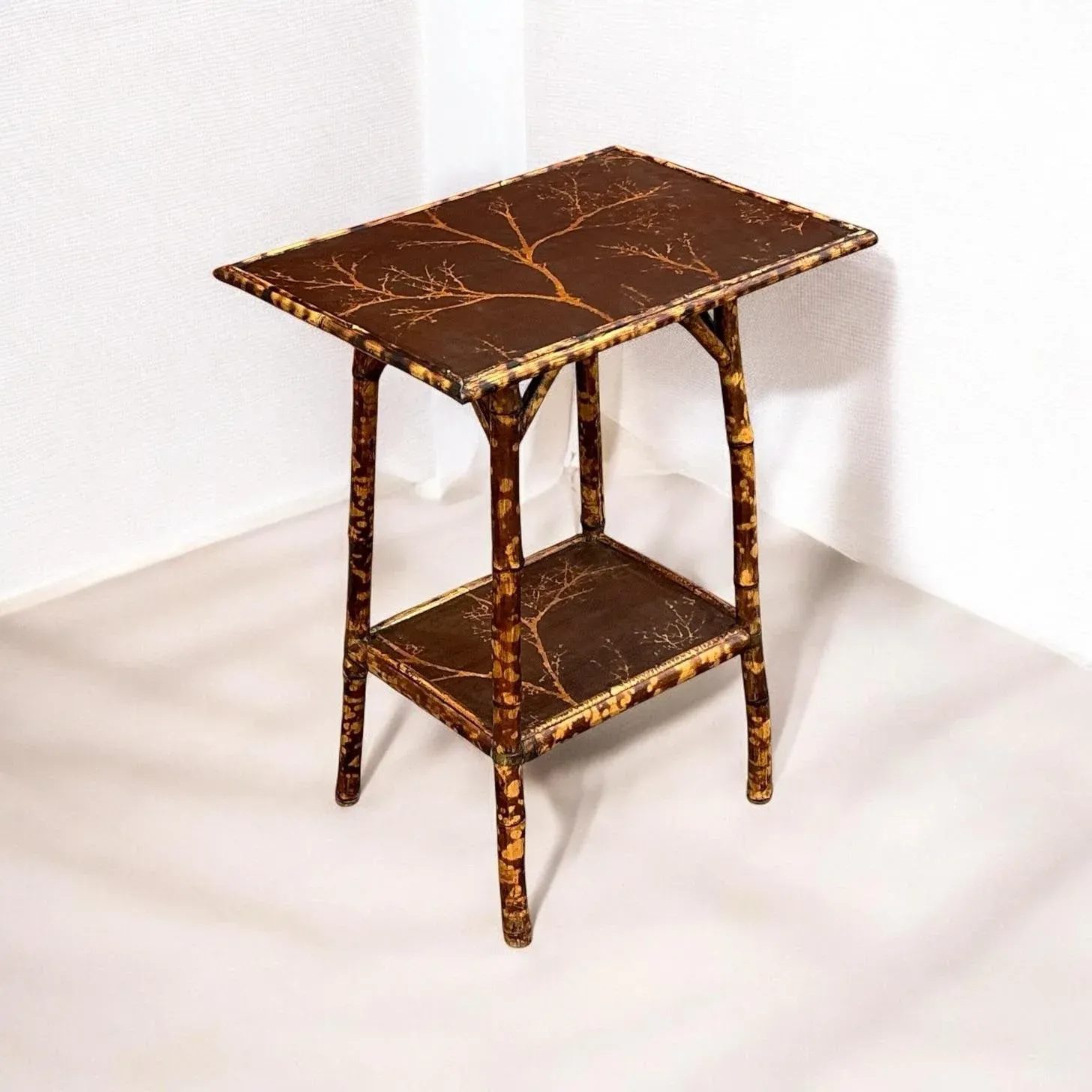 19th-C. Victorian Era Aesthetic Movement Burnt Bamboo Side Table
