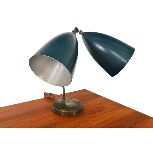 Metal 1940s Greta Grossman Dual Head Table Lamp For Sale - Image 7 of 7